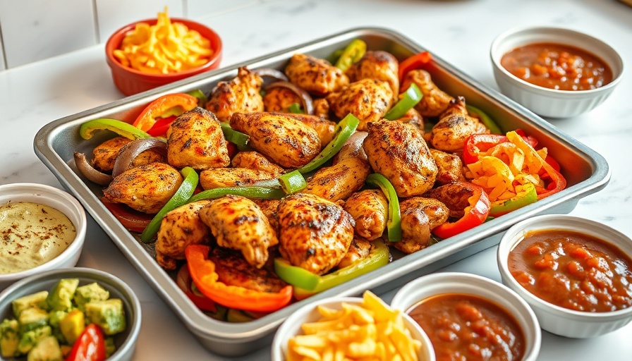 Easy chicken fajitas with vibrant vegetables and sides.