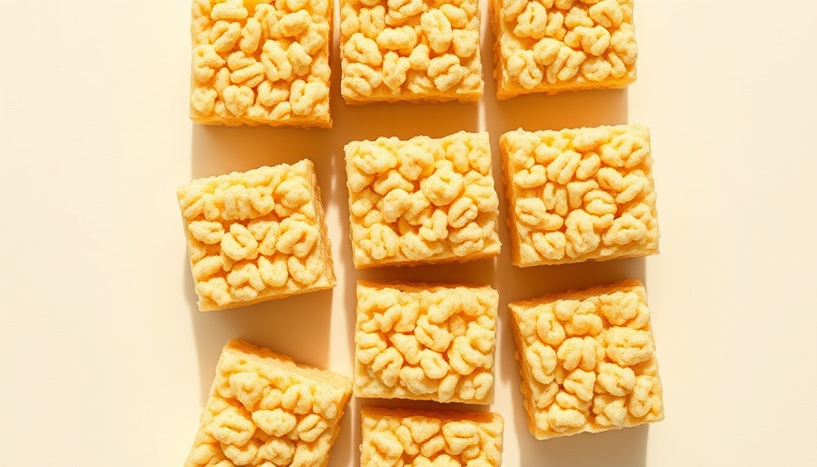 Golden crisp Rice Krispies Treats on a light background.