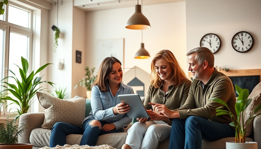 Group discussing real estate pricing in a stylish living room