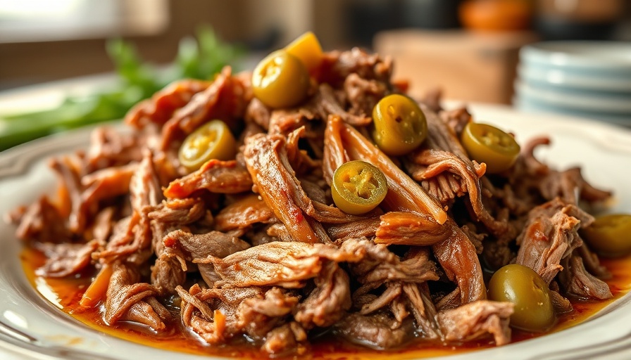 Juicy Mississippi pot roast with pepperoncini close-up.