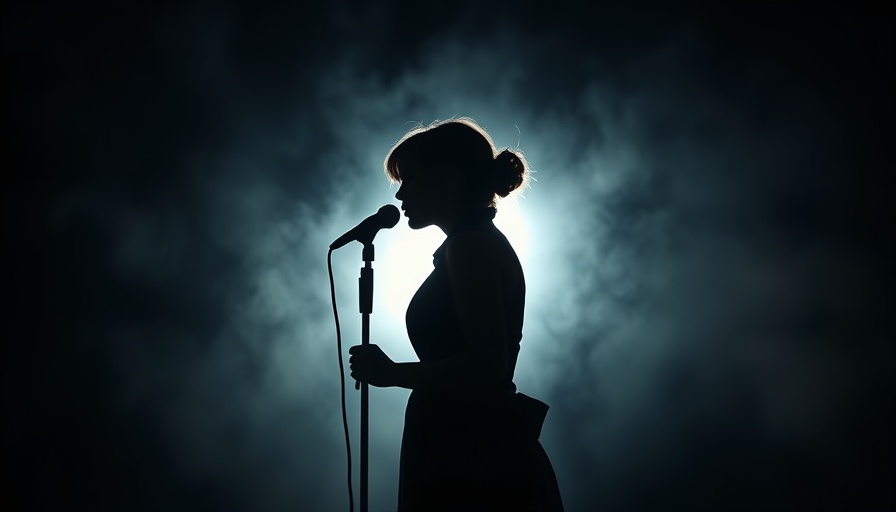 Silhouetted singer on stage in dramatic light.