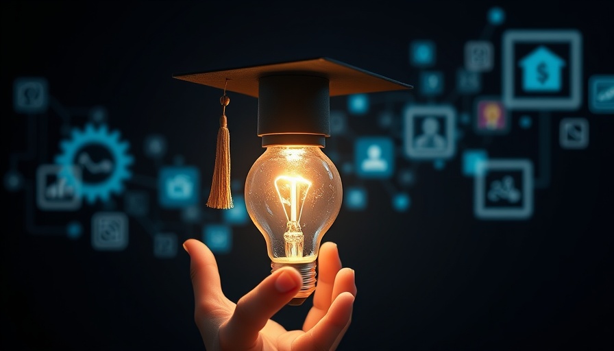 Google AI Training for Students depicted by glowing light bulb with icons.