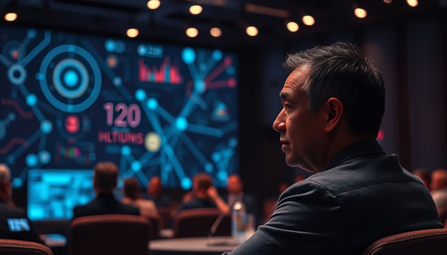 Speaker at tech conference with futuristic background on perplexity ai.