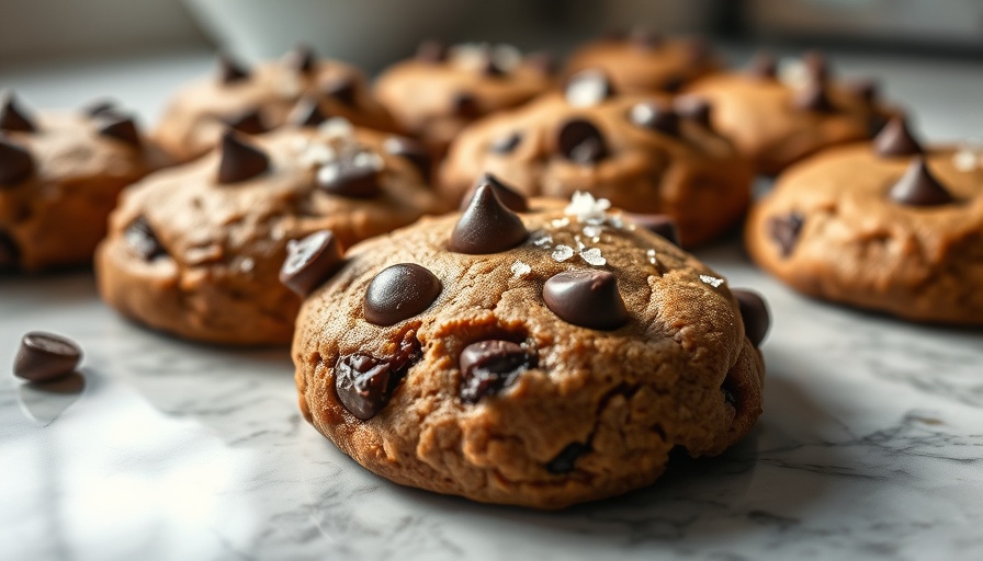 3-Ingredient Brownie Cookies with chocolate chips and salt on marble.