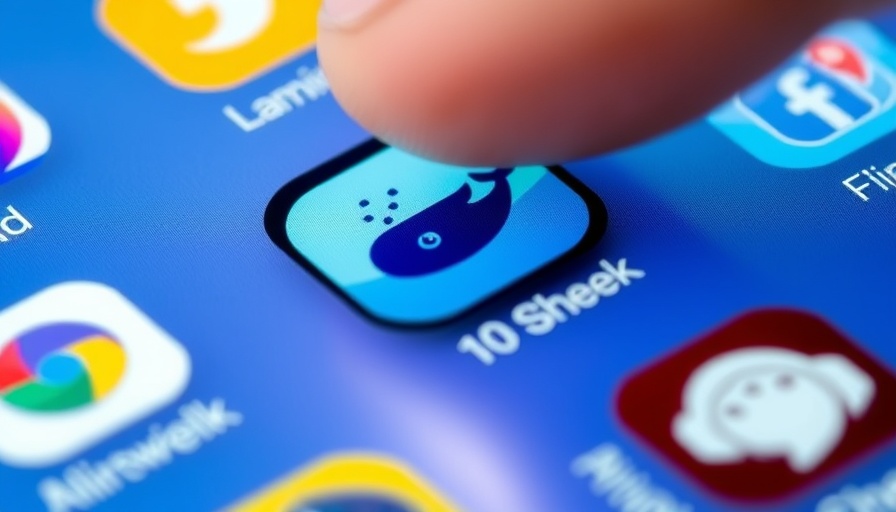 DeepSeek Chinese AI app icon on smartphone screen with finger interaction.