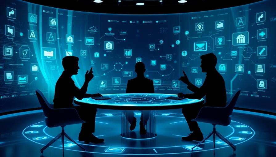 Agentic AI concept with digital silhouettes in virtual meeting.