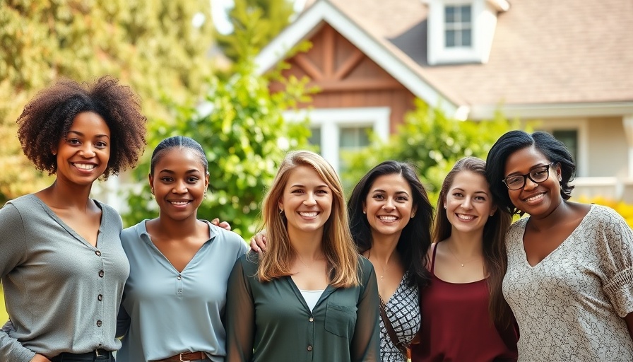 Women homebuyers smiling in front of a house.