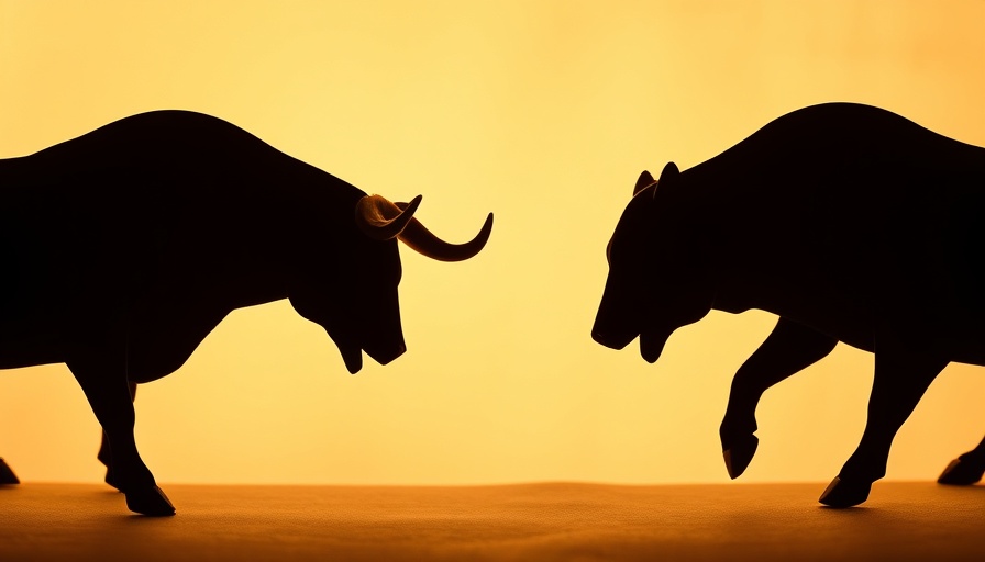 Bull and bear market silhouettes symbolizing Rocket Companies stock market growth.