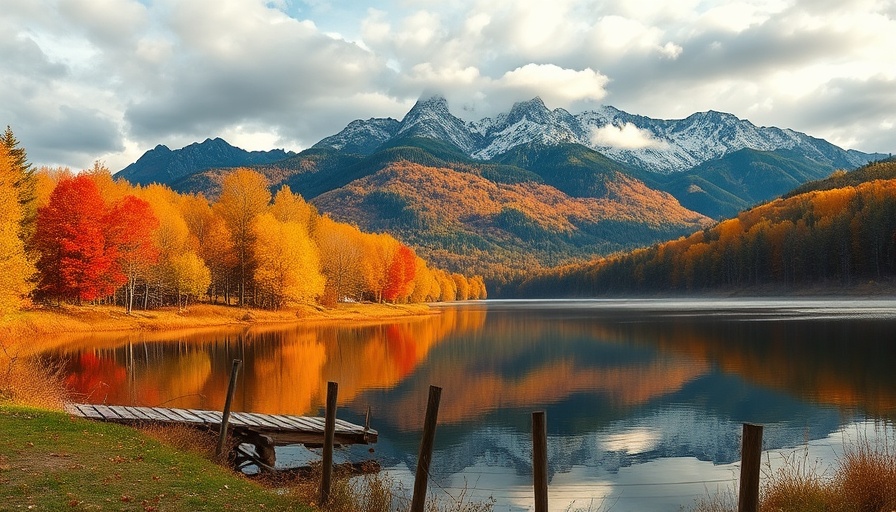 Person by lake in Wyoming with autumn colors reflecting scenery