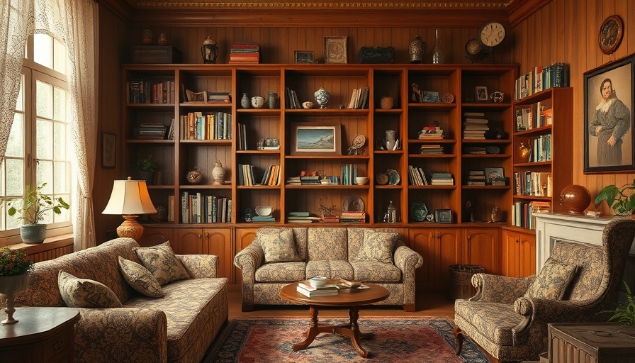 Vintage living room with furniture and decor, what is considered vintage.