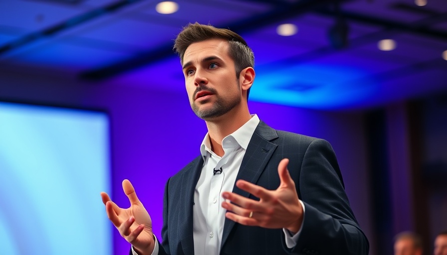 Confident male presenting at a conference, Compass sues Northwest MLS.