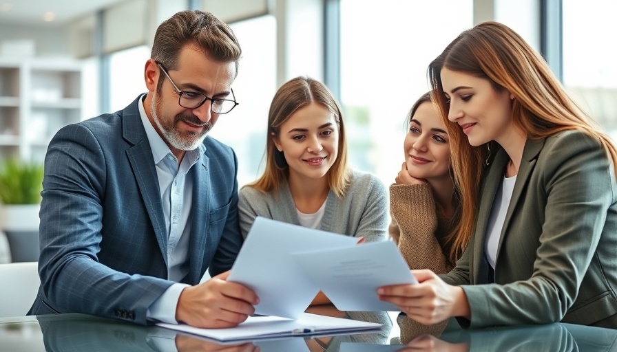 Couple signing closing documents for home buying with an agent.