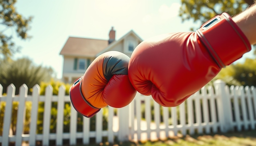 Industry infighting impacts homeownership: boxing gloves clash in suburb.