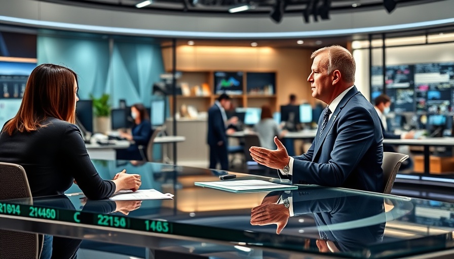 Business professional discussing VantageScore 4.0 mortgage lenders guidance on TV.