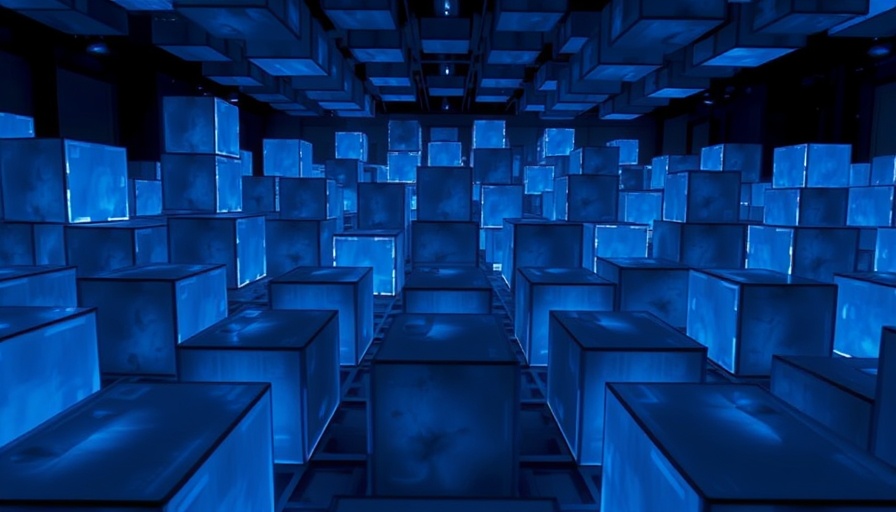 Futuristic blue cubes with glowing seams, symbolic of losing listings in real estate.