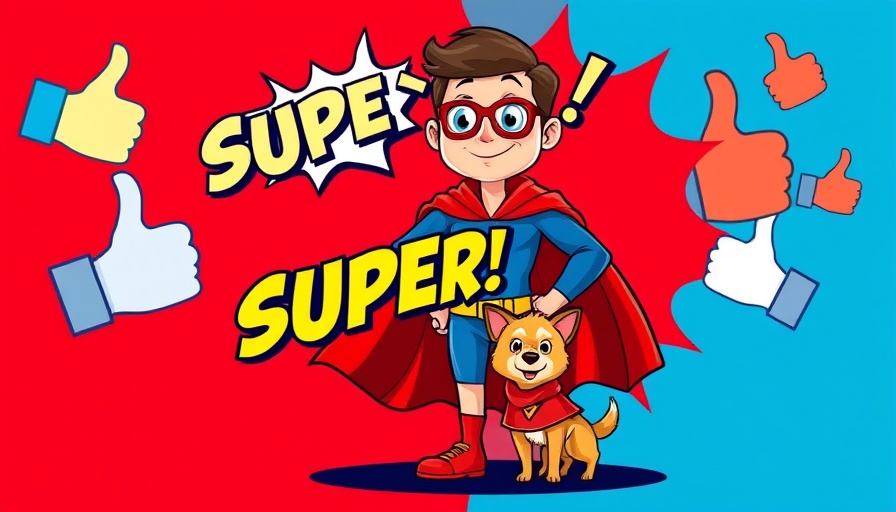 Superhero figure teaching kindness with vibrant comic style.