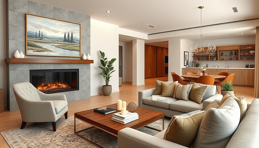Beautifully staged vacant home living room with modern decor.