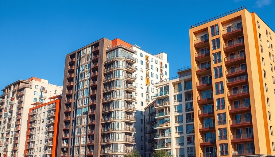 Modern apartment buildings illustrating the difference between a co-op and a condo.