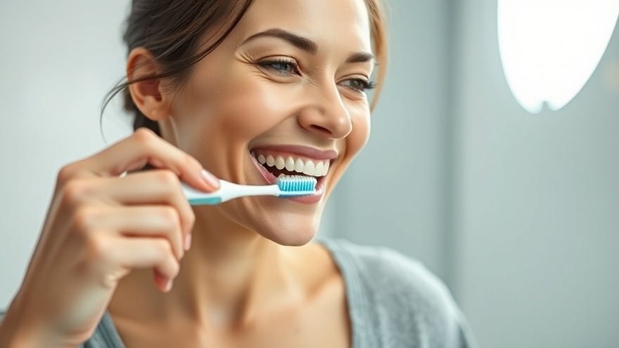 Attractive woman in her thirties brushing her teeth, showcasing oral hygiene tips.