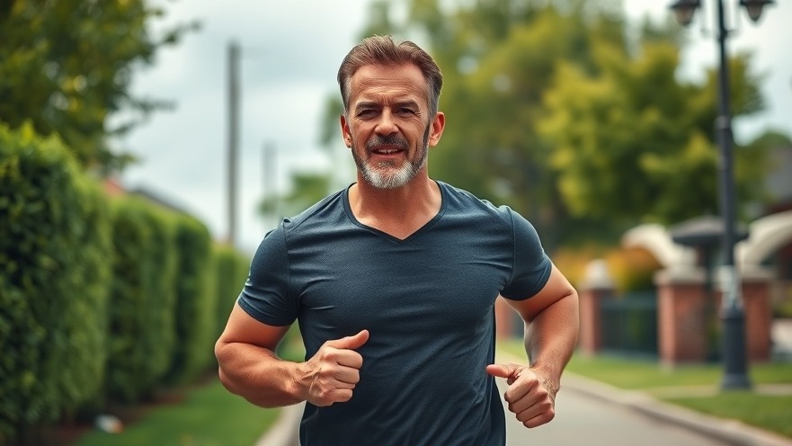 Mature man walking briskly, showcasing daily exercise habits and health tips.
