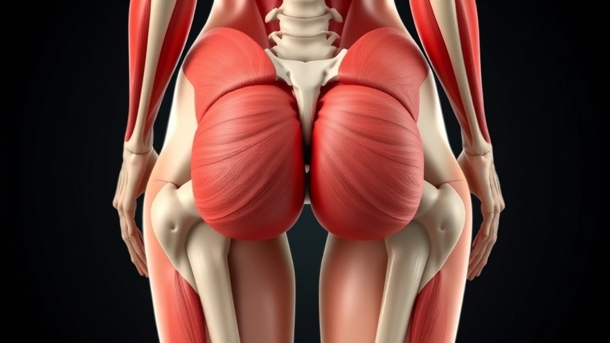 An anatomical image highlighting the gluteal muscles for buttocks exercise.