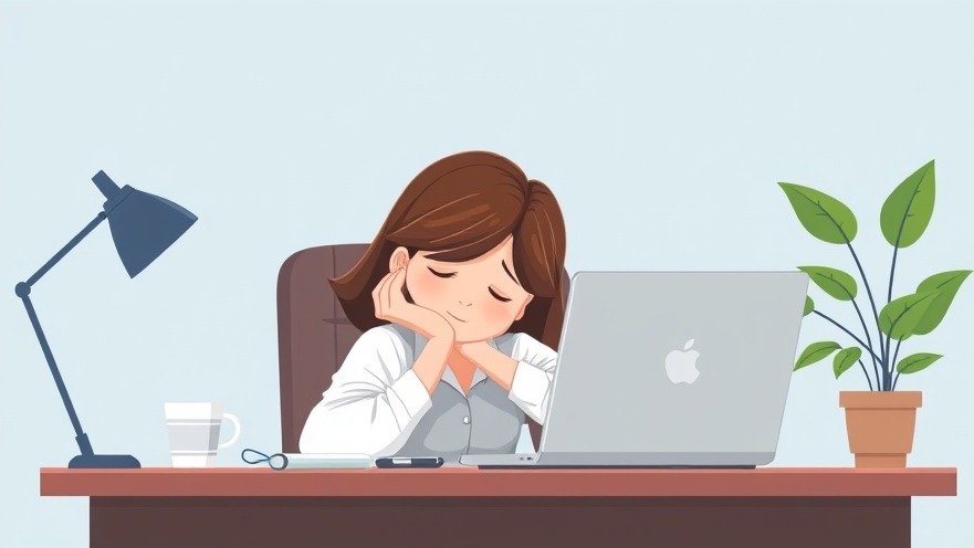 Fatigued female office worker coping with despair in a minimalistic setting.