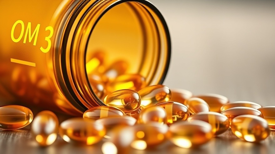 Vibrant Omega-3 capsules for heart health and cognitive function, emphasizing healthy fats.