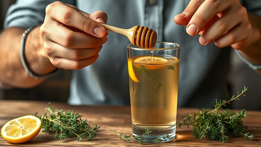 Man enhancing thyme tea benefits with honey for respiratory health.