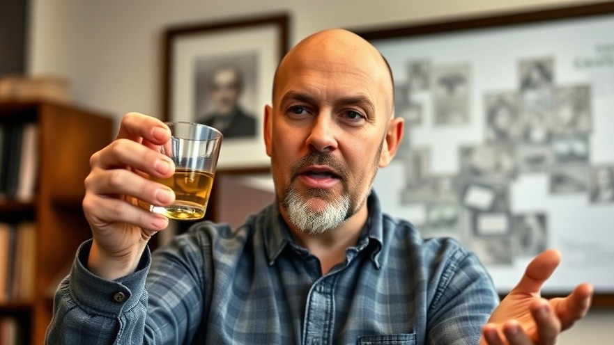 Bald man discusses polyphenols in extra virgin olive oil for heart health.