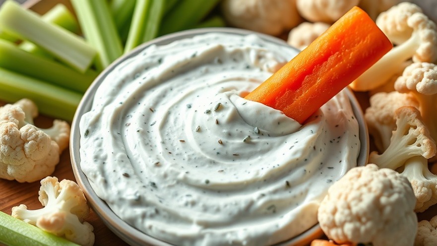 Fiber-rich dip featuring creamy blue cheese nutrition, with vibrant carrot and celery sticks.