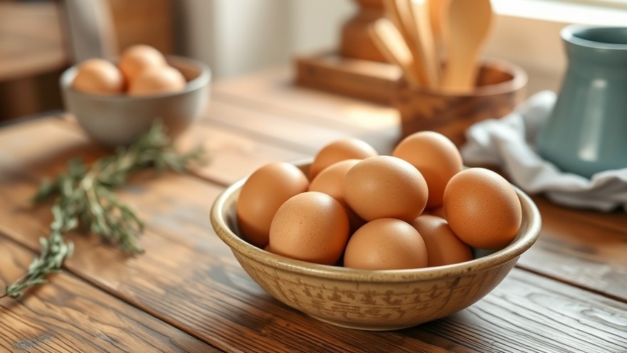 Bowl of brown eggs on a rustic table, emphasizing health advice and nutrient-rich foods.