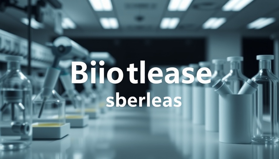 AI longevity prediction in biotech lab space advertisement.