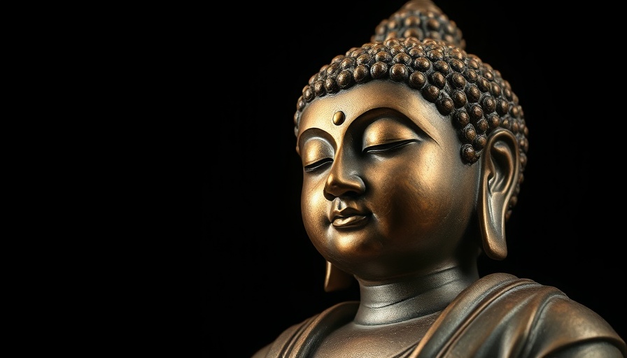 Buddha statue in peaceful meditation with eyes closed.
