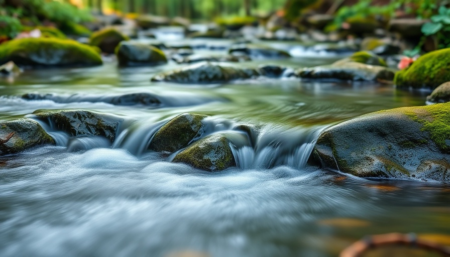 Serene stream over mossy rocks symbolizing inner strength and wellness.