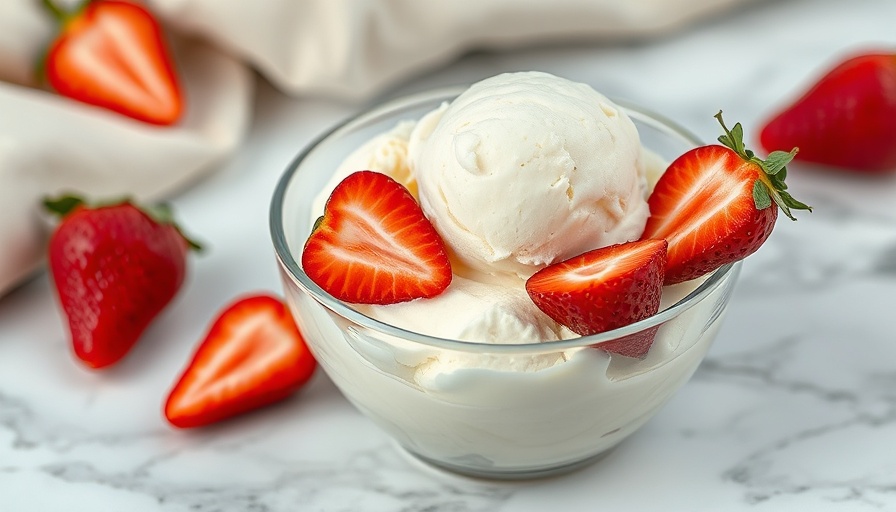 Cottage cheese ice cream recipe served with strawberries.