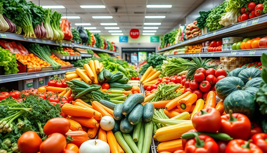 Colorful display of fresh vegetables for health at grocery store.