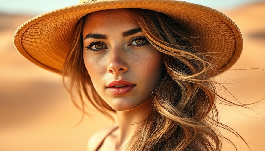 Woman with flowing hair in a desert, highlighting best retinol serums benefits.