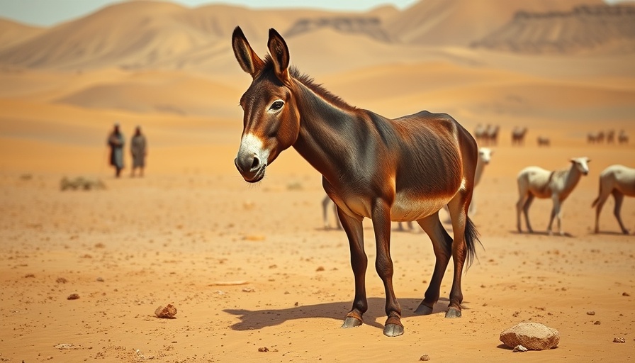 Sturdy donkey and shepherds in desert, choose to bless instead of curse.