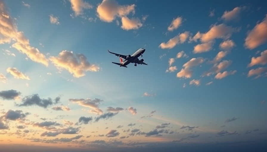 Airplane silhouette in a peaceful evening sky, cultivating awareness for better well-being.