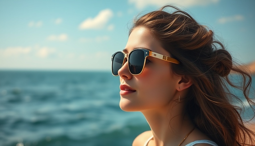 Serene woman cherishes the present moment by the ocean.