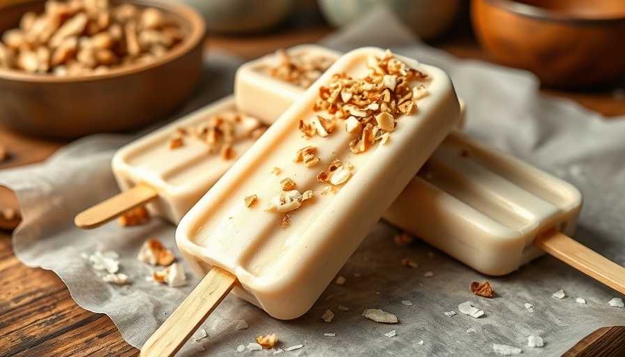Healthy coconut popsicles with nuts, perfect for summer BBQ.