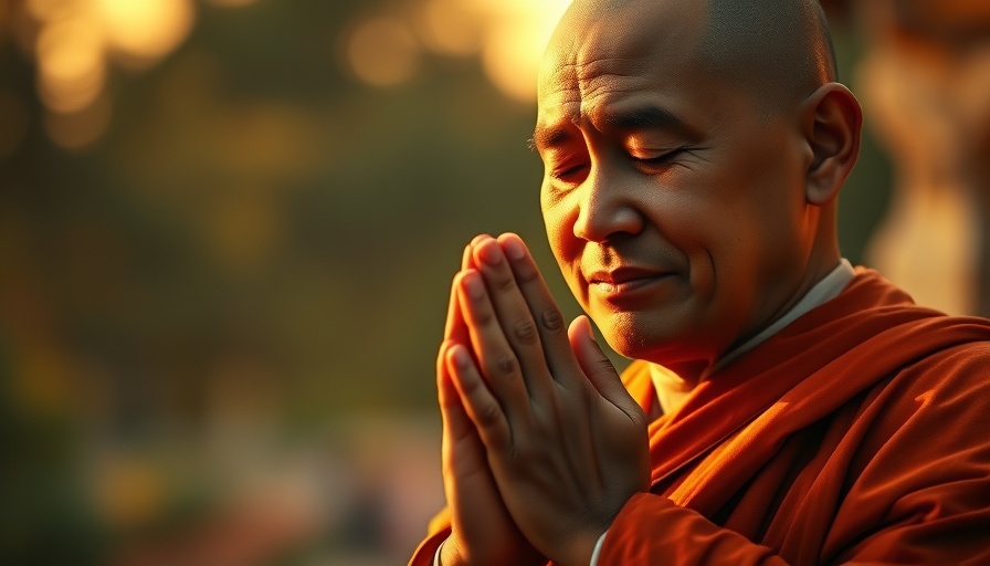 Hands in prayer at dusk reflecting Bodhisattva Vow and Wellness.