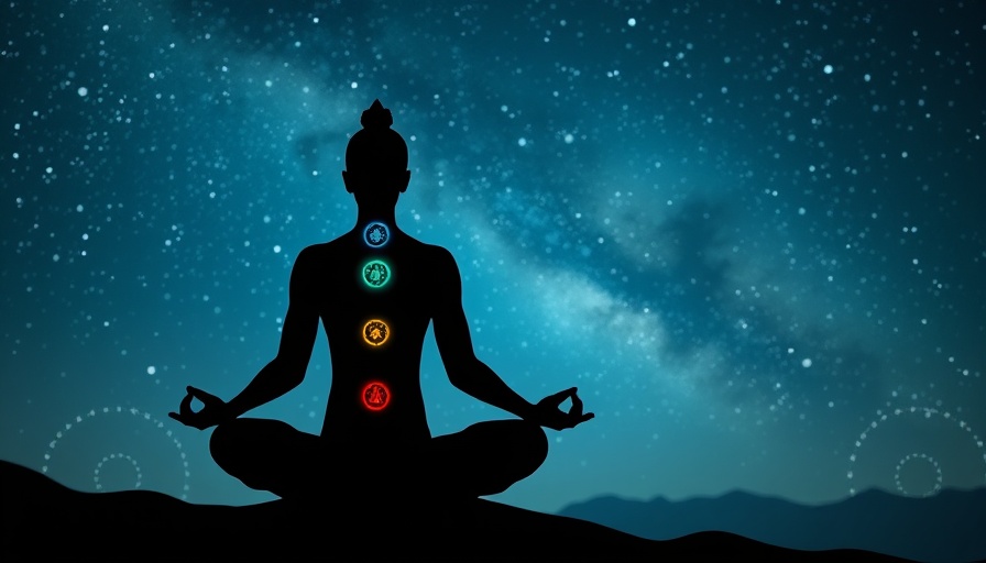 Chakra meditation illustration highlighting chakra bathing benefits.