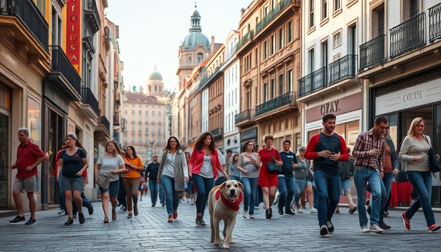 People living in the present enjoying a vibrant city street