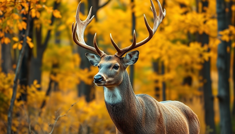 Majestic deer with antlers in autumn forest for bone health research.