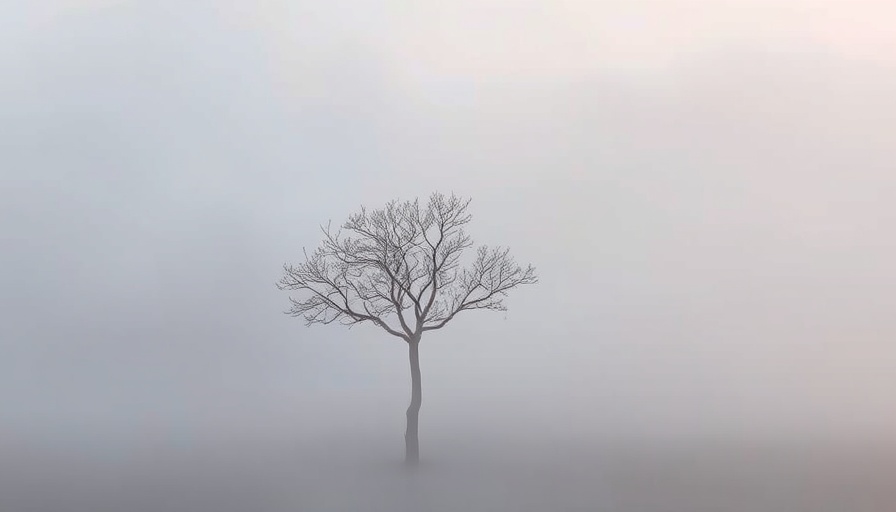 Solitary tree in fog symbolizing self-discovery and validation.