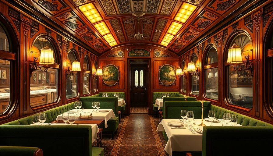 Luxurious art deco interior of Belmond British Pullman train.