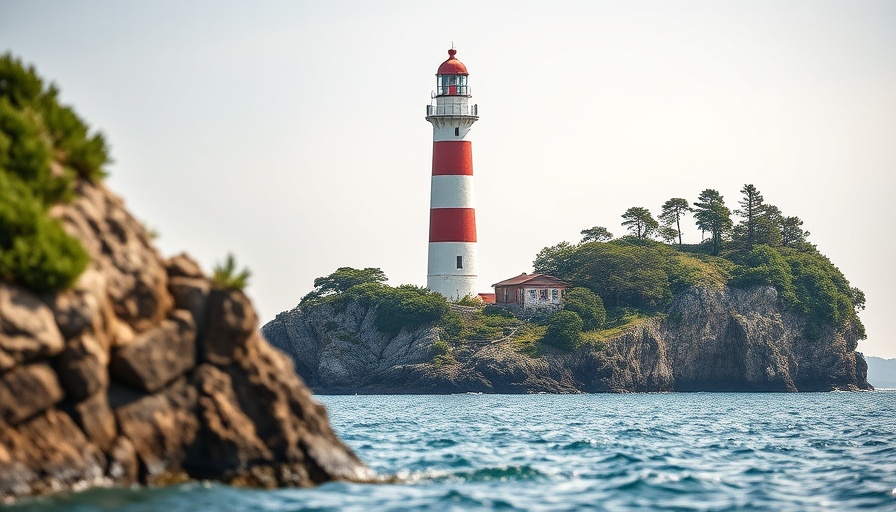 Lighthouse on rocky cliff symbolizes staying grounded through life's storms