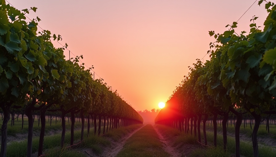 Serene vineyard pathway at sunrise reflecting travel inspiration.