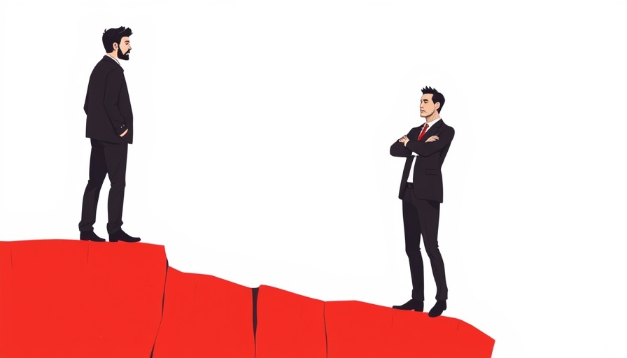 Ignoring good advice minimalist illustration with two men on a cliff